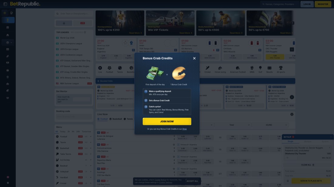 BetRepublic — football betting markets and odds