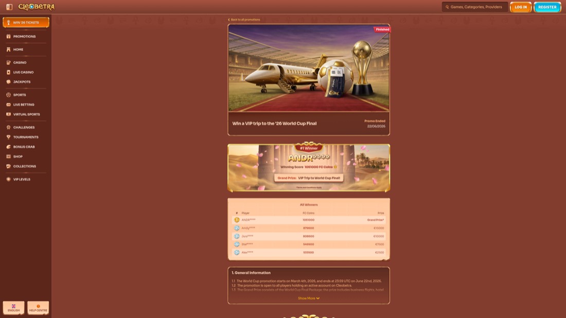 Cleobetra — promotions and welcome offer