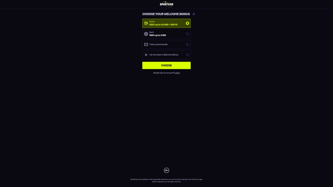 Sportuna — account registration